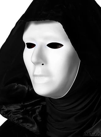 Siyah Kapüşonlu 120 Cm Pelerin Ve Beyaz Boyanabilir Tam Yüz Maske