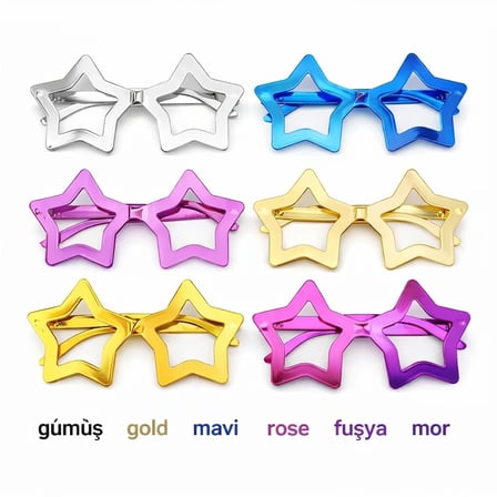 Yıldız Parti Gözlüğü 1239Li Set – 6 Renk ( Camsız )