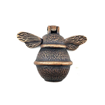 Antika Tarz Dekoratif Pirinç Arı Kapı Tokmağı, Taktak - Küçük, 123X150Mm, Antik