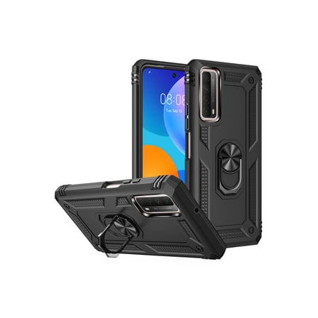 Newface Huawei P Smart 2021 Kılıf Sofya Yüzüklü Silikon Kapak - Siyah