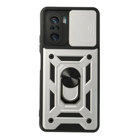 Xiaomi Poco F3 Kılıf Pars Lens Yüzüklü Silikon - Gümüş