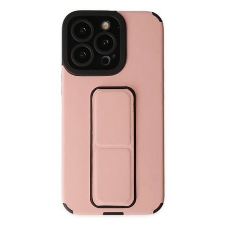 İphone 14 Pro Kılıf Mega Standlı Silikon - Pudra