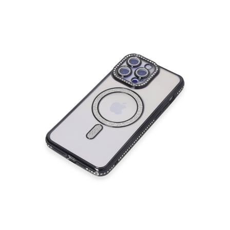 İphone 15 Pro Max Kılıf Joke Simli Magneticsafe Kılıf - Siyah