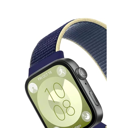 Huawei Fit 4 Hasırlı Cırtcırtlı Kordon - Sarı-Lacivert