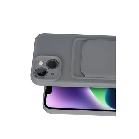 İphone 14 Kılıf Kelvin Kartvizitli Silikon - Gri