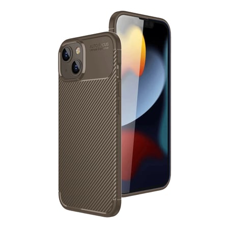 İphone 15 Kılıf Auto Focus Karbon Kapak - Kahverengi