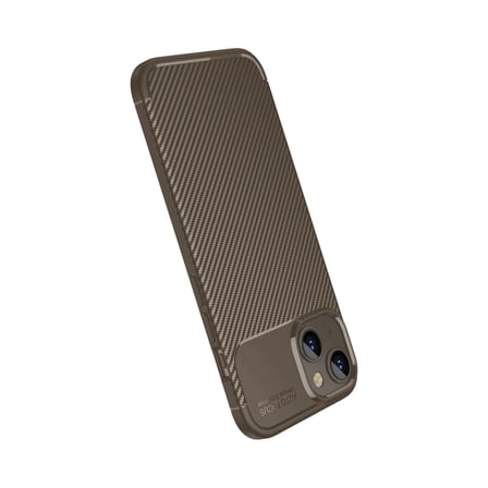 İphone 15 Kılıf Auto Focus Karbon Kapak - Kahverengi