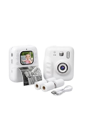 Dijital Fotoğraf Çıkaran Video Kaydedici Taşınabilir Anında Baskı Çıkaran Çocuk Kamerası Beyaz