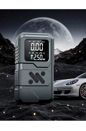St-9654 Şarjlı 10.000 Mah Taşınabilir Araç Hava Kompresörü Akü Takviyeli Dijital Ekranlı Işıklı