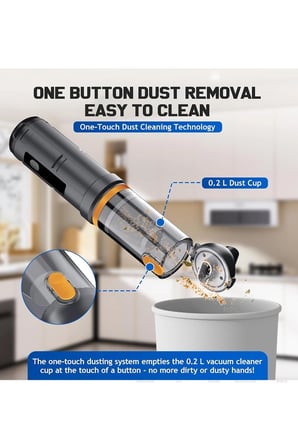 Araç Süpürgesi Şarjlı 120W 20.000Pa Göstergeli Yeni Nesil Metal Filtre Extra Vakum Üfleme
