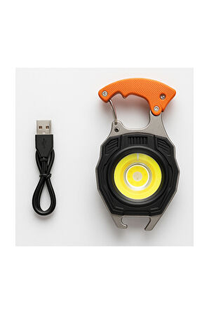 Q-Max Çok Fonksiyonlu Mini Led Lamba Anahtarlık ve Çakmak USB Şarjlı Kamp İçin Taşınabilir Tam 7 Modlu