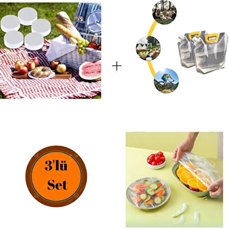  İçecek Çantası 2 Litre+100 Adet Tencere Tabak Bonesi+Suda Büyüyen Havlu