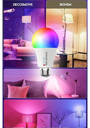 Rgb LED Ampül Kumandalı Ambiyans Aydınlatma Tasarruflu Lamba Renk Değiştiren LED Işık