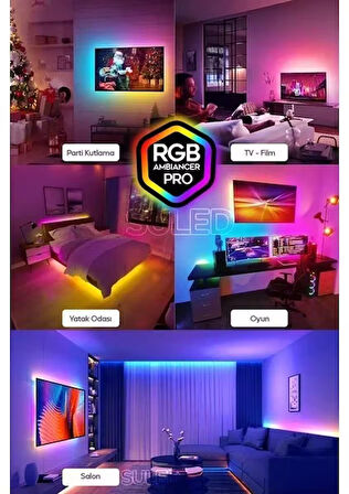 Şerit LED 5 Metre Animasyonlu Tak Çalıştır Kumandalı Trafolu Rgb Şerit Işık Ambiyans
