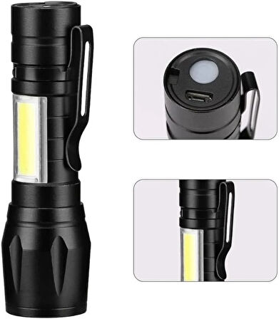 2 Adet Q-Max Xpe Usb Charge Zomlu El Feneri