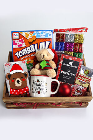 Tombala & Kupa & Ayıcık & Yılbaşı Çorabı & Kahve & Yılbaşı Ağaç Süsü & Salep Hediye Seti