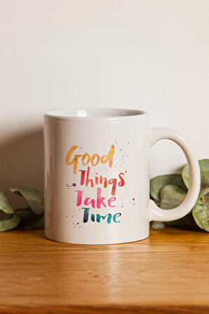 Motto Kupa & Colombian Filtre Kahve & Gökkuşağı Anahtarlık & Krem & 2'li Bitki Çayı Hediye Seti