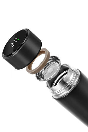 500 Ml Siyah Dereceli Termos & 2'li Teashop Bitki Çayı & Mini Kolonya & Fincan Hediye Seti