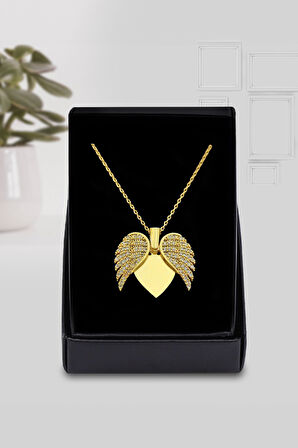 Melek Kanatlı Kolye & 3D Samanyolu Temalı Satürn Kız Işıklı Cam Küre Hediye Seti