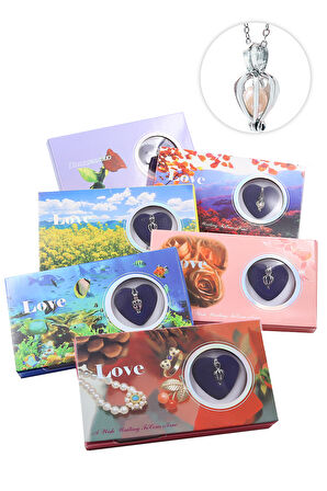 İstiridye İçinde Gerçek İnci Kolye & Gümüş Renk Kartanesi Bileklik Hediye Seti