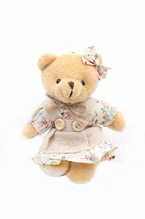 Kahverengi Defter & Beyaz Touch Pen & Kahverengi Kupa & Mini Elbiseli Ayıcık Anahtarlık Hediye Seti