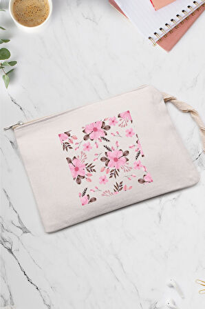 Bez Çanta & 2'li Makyaj Fırçası & Kaş Şekillendirici & Pastel Far Paleti & Oje & Toka Hediye Seti