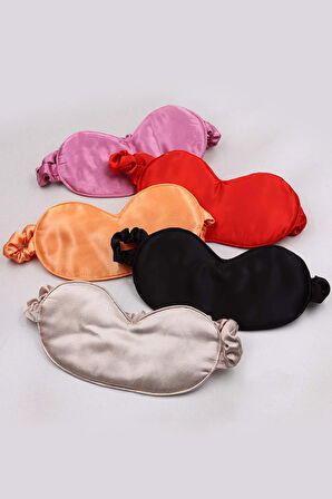 Saten Uyku Bandı & Saten Toka & Ahşap Tarak & Kırmızı El Aynası Hediye Seti