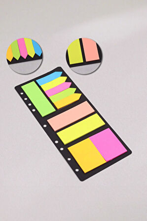 Mantar Desenli Defter & Şeffaf Kalemlik & Yapışkan Notluk & Makaron Fosforlu Kalem Hediye Seti