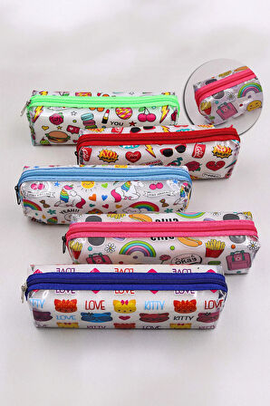 Mantar Desenli Defter & Şeffaf Kalemlik & Yapışkan Notluk & Makaron Fosforlu Kalem Hediye Seti