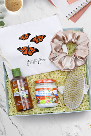 El Çantası & Saten Toka & Duş Jeli & Doğal At Kılı Fırçası & Selülit ve Çatlak Yağı Hediye Seti