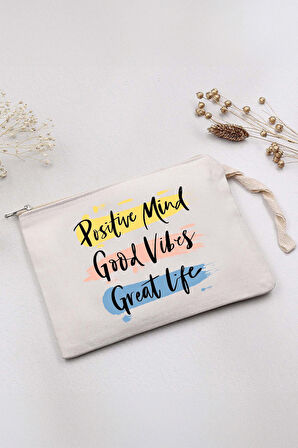 Motto Ham Bez El Çantası & 5'li Mini Makyaj Fırçası & Pastel Far Paleti & Pastel Maskara Hediye Seti