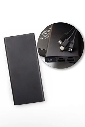 Led Ekran Göstergeli 10000 mAh Siyah Renk Powerbank