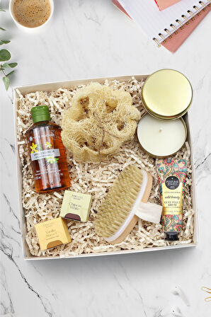 Gold Metal Mum & Teashop 2'li Bitki Çayı & Krem & Atkılı Fırça & Duş Jeli & Kabak Lifi Hediye Seti