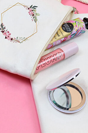 El Çantası & Ayna & Eyüp Sabri Tuncer El Kremi & Pastel Dudak Dolgunlaştırıcı Gloss Hediye Seti