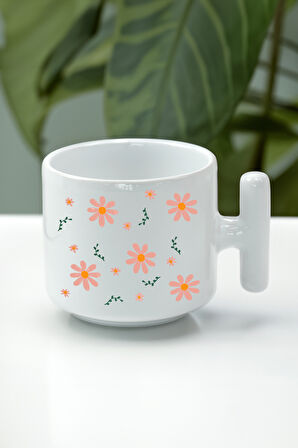 Papatyalı T Kupa & Papatya Detaylı Fular & Lavi Çikolata & Kurutulmuş Çiçek Buketi Hediye Seti