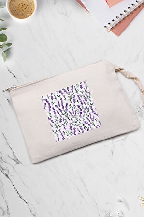 Lavanta Tasarım Ham Bez El Çantası & Şans Bilekliği & Saten Toka Hediye Seti