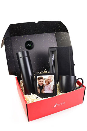 Termos & Siyah Tükenmez Kalem & Defter & Kupa & Çerçeve Hediye Seti