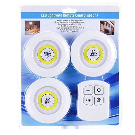 Powermaster Pm-15084 Üçlü Kumandalı Pilli Dokunmatik Portatif Cob Led Işık Aydınlatma