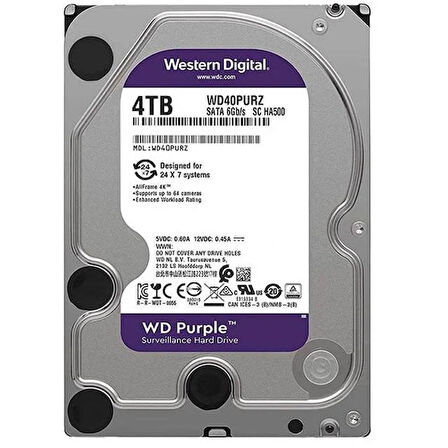 Western Digital Purple Wd40purz 4 Tb Sata 6gb/s 7/24 Güvenlik Harddisk