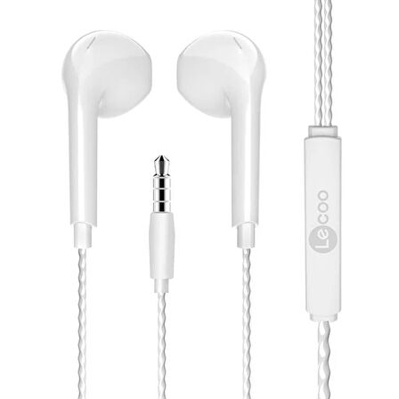 Lecoo EH104 Kablolu 3.5mm Jacklı Kulak İçi Mikrofonlu Kulaklık Beyaz