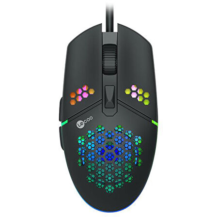 Lecoo MS105 Kablolu 3200DPI 6 Tuşlu RGB Gaming Optik Mouse Siyah Siyah