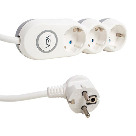 Vea Ve-2s3s 3lü 2 Metre Kablolu Anahtarlı Grup Priz Diğer