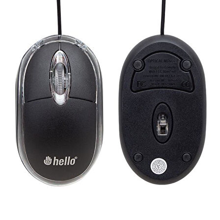 Hello HL-18736 XT-610 800 Dpı Optik Işıklı Kablolu Mouse Siyah