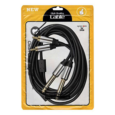POWERMASTER LD398 2X 6.3MM MONO ERKEK + 2X RCA ERKEK 3 METRE KABL