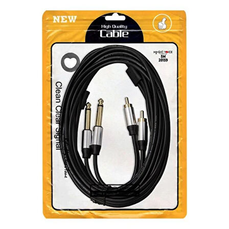 POWERMASTER LD398 2X 6.3MM MONO ERKEK + 2X RCA ERKEK 5 METRE KABL
