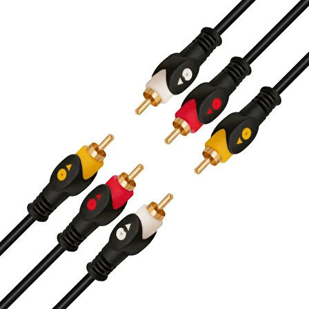 3 Rca + 3 Rca 1.5 Metre Kablo Powermaster Kutulu