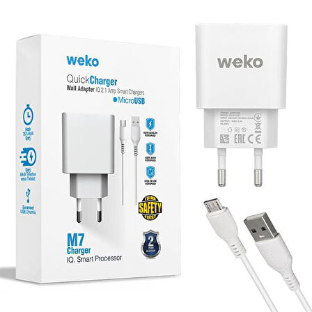 Weko Wk-21436 2.1 Amper Telefon Şarj Adaptörü + Micro Usb Kablo