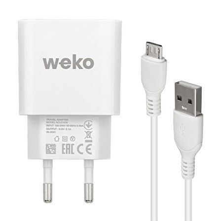 Weko Wk-21436 2.1 Amper Telefon Şarj Adaptörü + Micro Usb Kablo