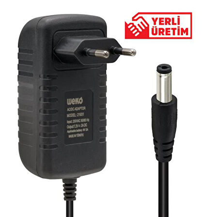Weko 7.2 Volt - 2 Amper 5.5 X 2.5 Uçlu Ledli Yerli Üretim Akü Şarj Cihazı Out:6v-2a