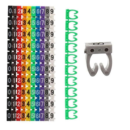 0-9 Dijital Kodlu Renkli Kablo İşaretleyici Numaratör 2,5mm